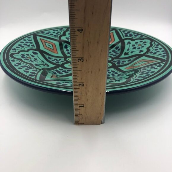 Pottery Barn Kasara Set of 4 Salad Plates Green Mosaic Porcelain Kaleidoscope - Picture 8 of 9